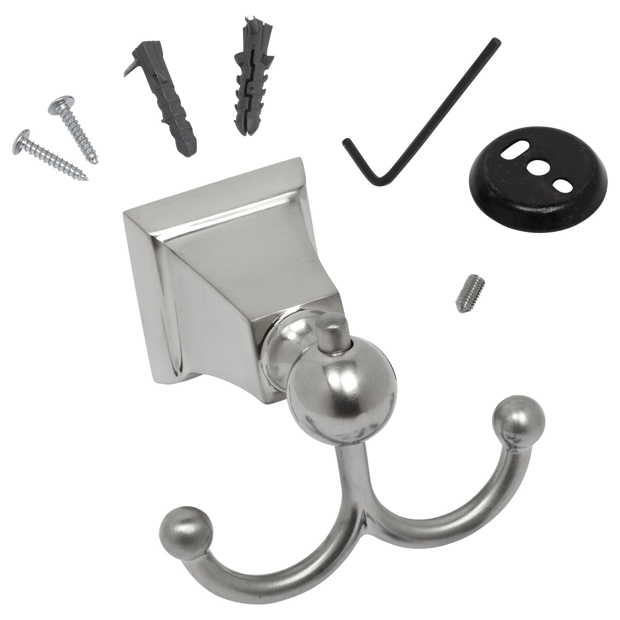 Traditional Square Double Robe Hook   BRUSHED NICKEL